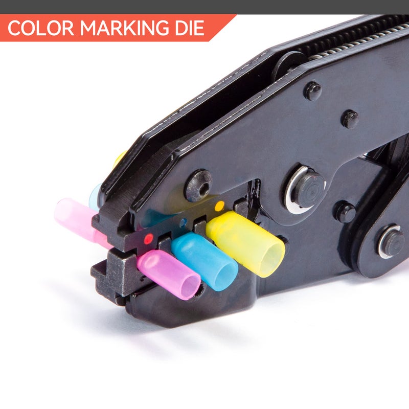 HKS Crimping Tool For Heat Shrink Connectors - Ratcheting Wire Crimpers - AWG 22-10 (0.5-6.0mm?) - Ratchet Terminal Crimper - Electrical Crimping Tool - Image 5